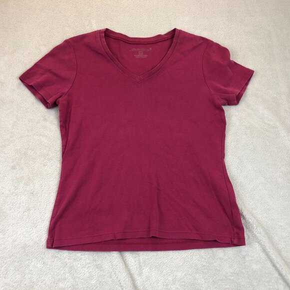 Eddie Bauer Womens T-Shirt Medium Short Sleeve V-Neck Pullover Basic Casual Red - Picture 7 of 8